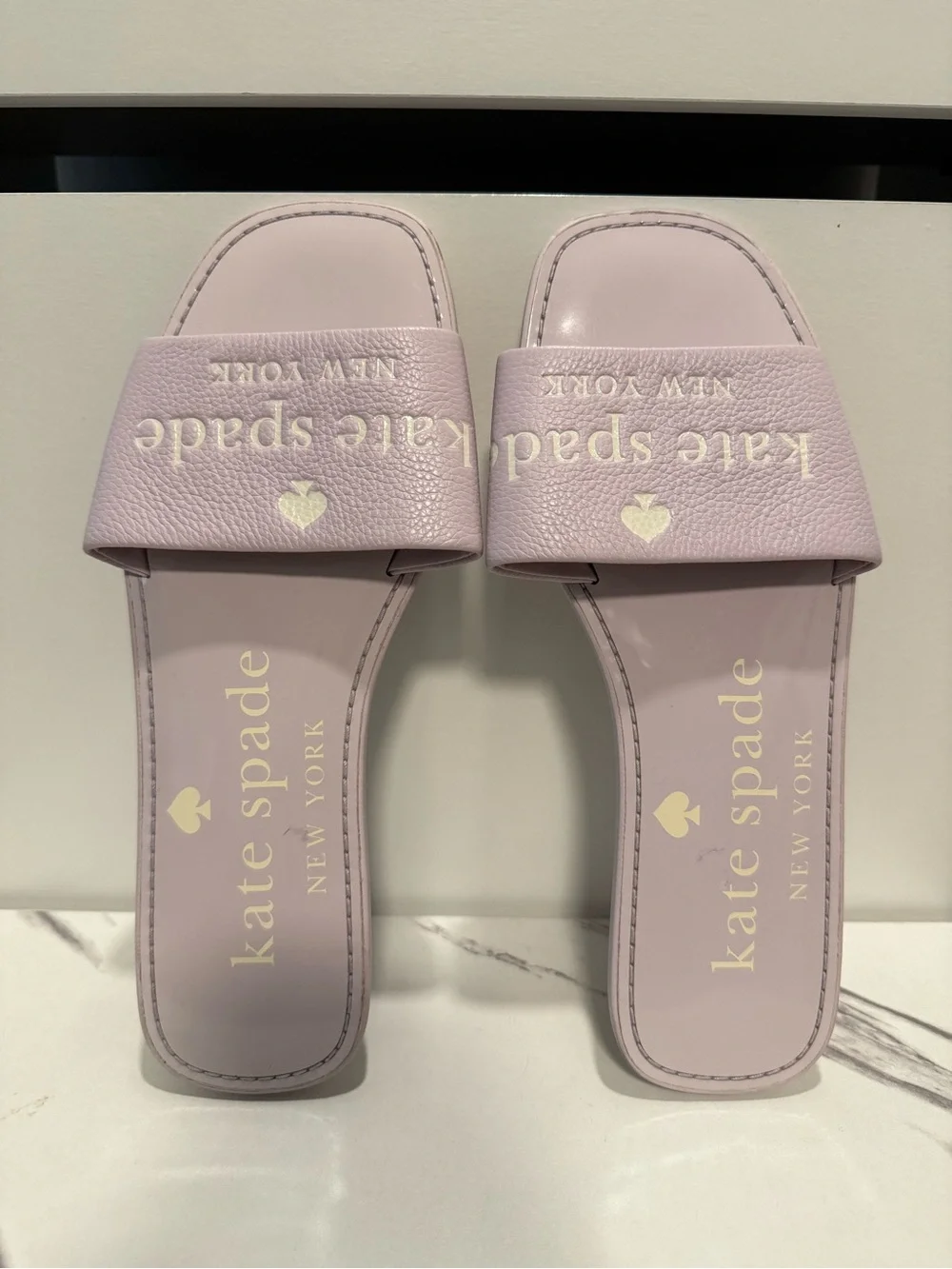 kate spade Lavender Logo Slide Sandals